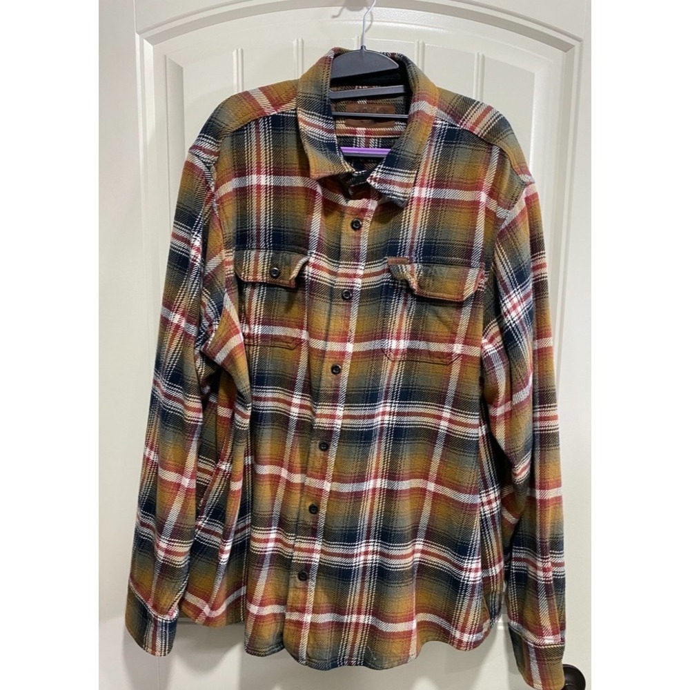 Orvis Shirt Mens Size XXL Plaid Heavy Brushed Flannel Long Sleeve Pockets Cotton